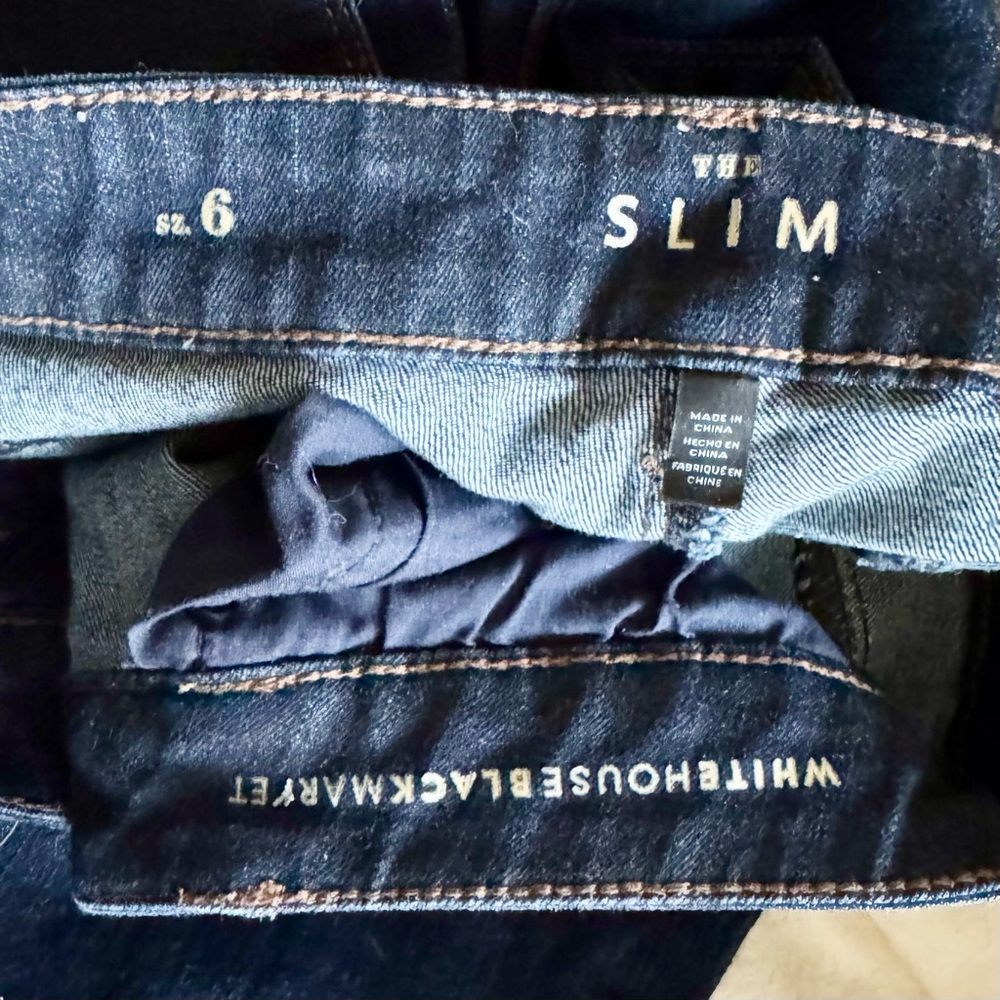 WHBM The Slim Mid-Rise Dark Wash Skinny Denim Jeans Women's Size 6 28 Stretch - Picture 5 of 5